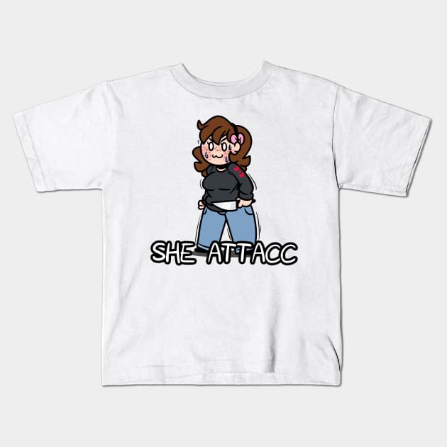 SHE ATTACC Kids T-Shirt by BefishProductions